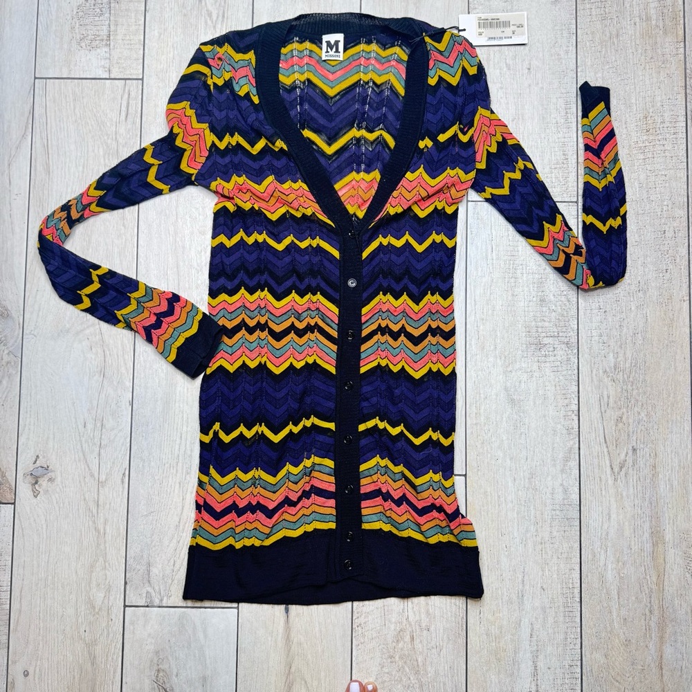 Missoni Multicolor Knit Button Down Long Sweater - image 1